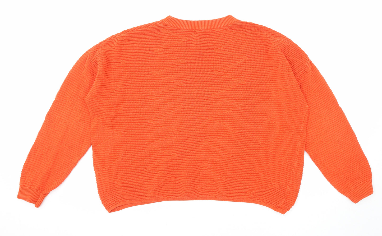Divided by H&M Womens Orange Crew Neck Cotton Pullover Jumper Size S - Oversized