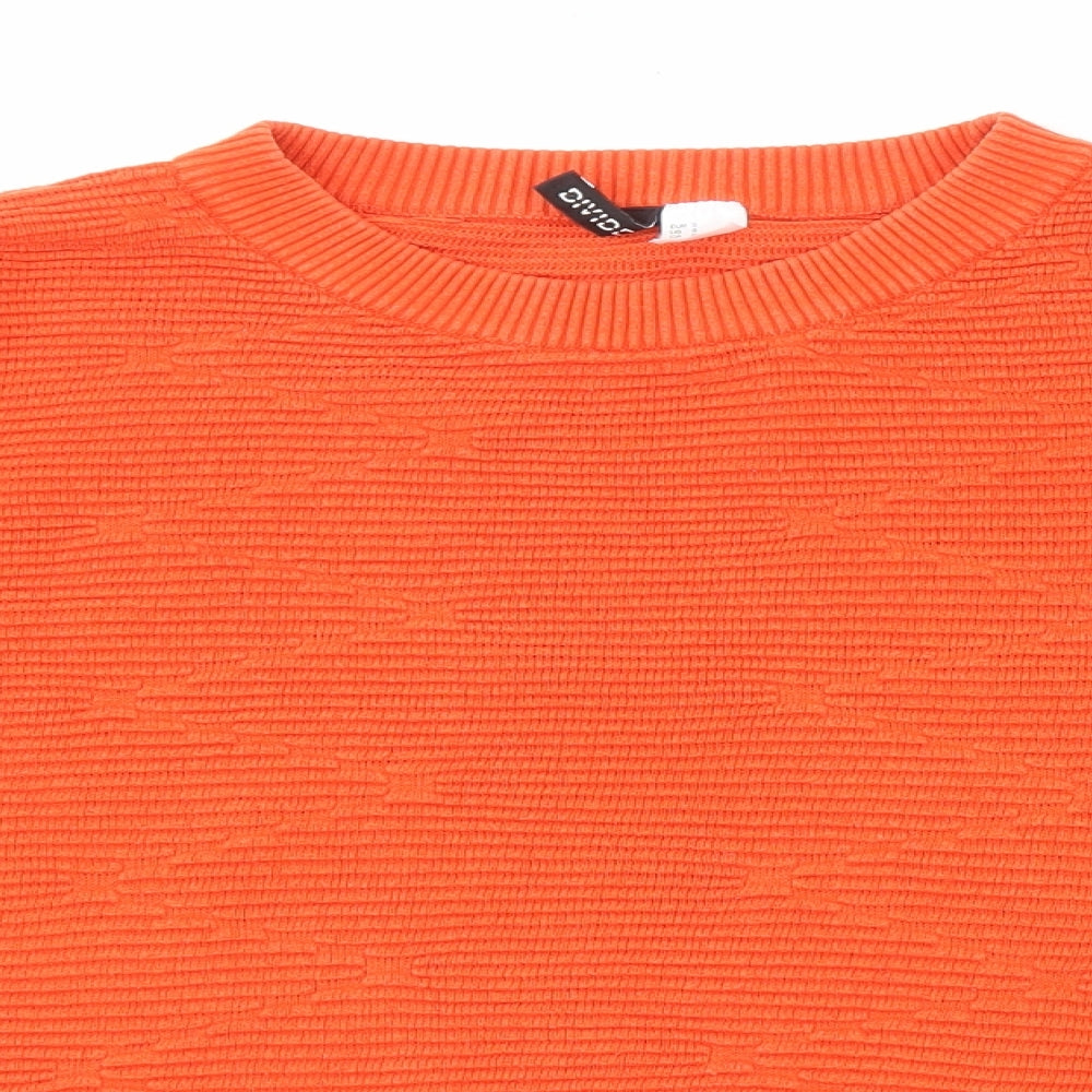 Divided by H&M Womens Orange Crew Neck Cotton Pullover Jumper Size S - Oversized