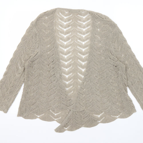 Bonmarché Womens Beige V-Neck Acrylic Cardigan Jumper Size M - Open