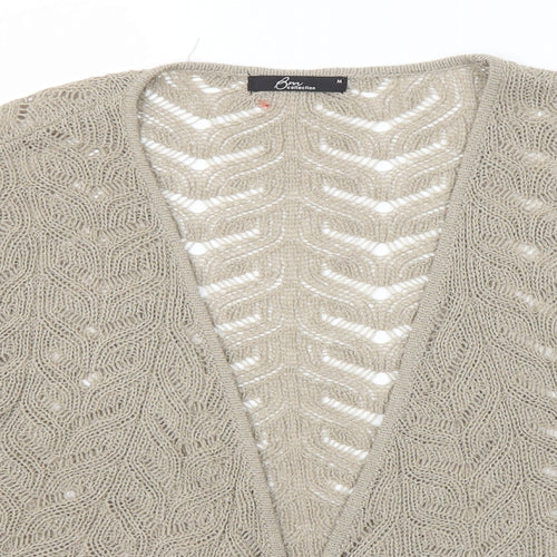 Bonmarché Womens Beige V-Neck Acrylic Cardigan Jumper Size M - Open