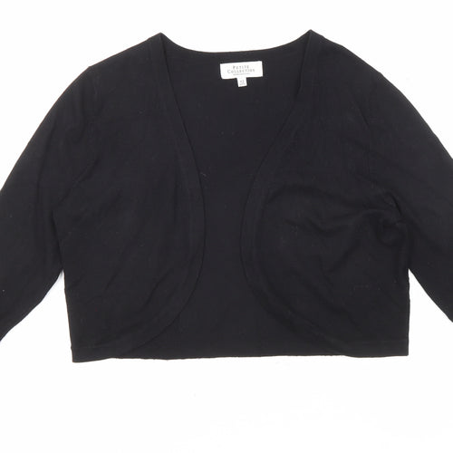 Debenhams Womens Black V-Neck Viscose Cardigan Jumper Size 12 - Open