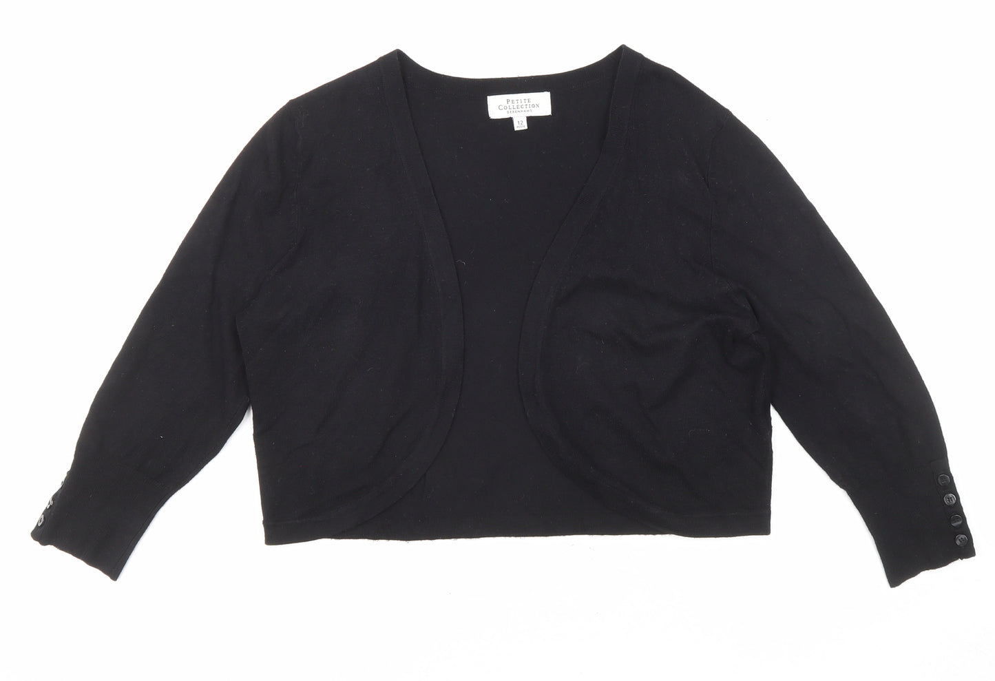 Debenhams Womens Black V-Neck Viscose Cardigan Jumper Size 12 - Open