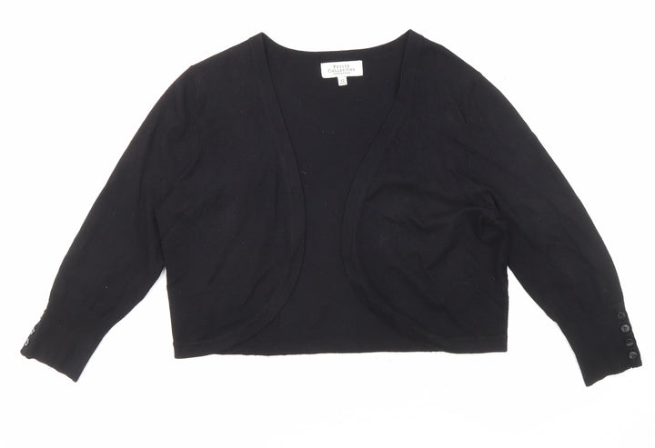 Debenhams Womens Black V-Neck Viscose Cardigan Jumper Size 12 - Open