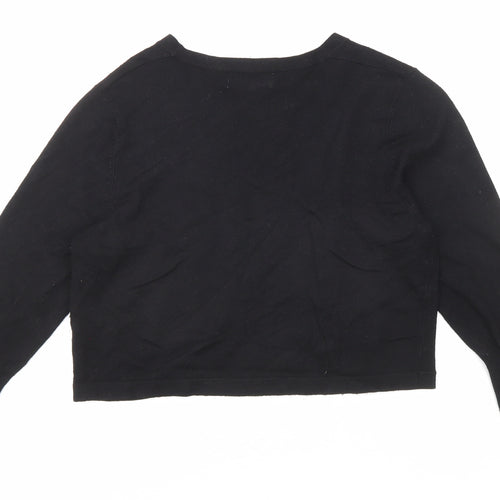Debenhams Womens Black V-Neck Viscose Cardigan Jumper Size 12 - Open