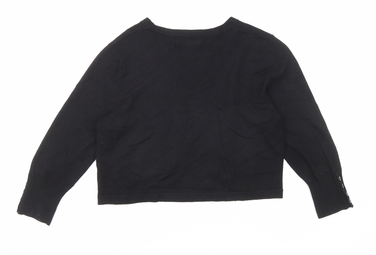 Debenhams Womens Black V-Neck Viscose Cardigan Jumper Size 12 - Open