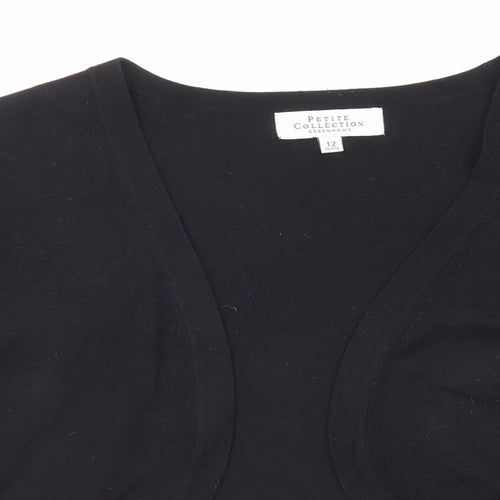 Debenhams Womens Black V-Neck Viscose Cardigan Jumper Size 12 - Open