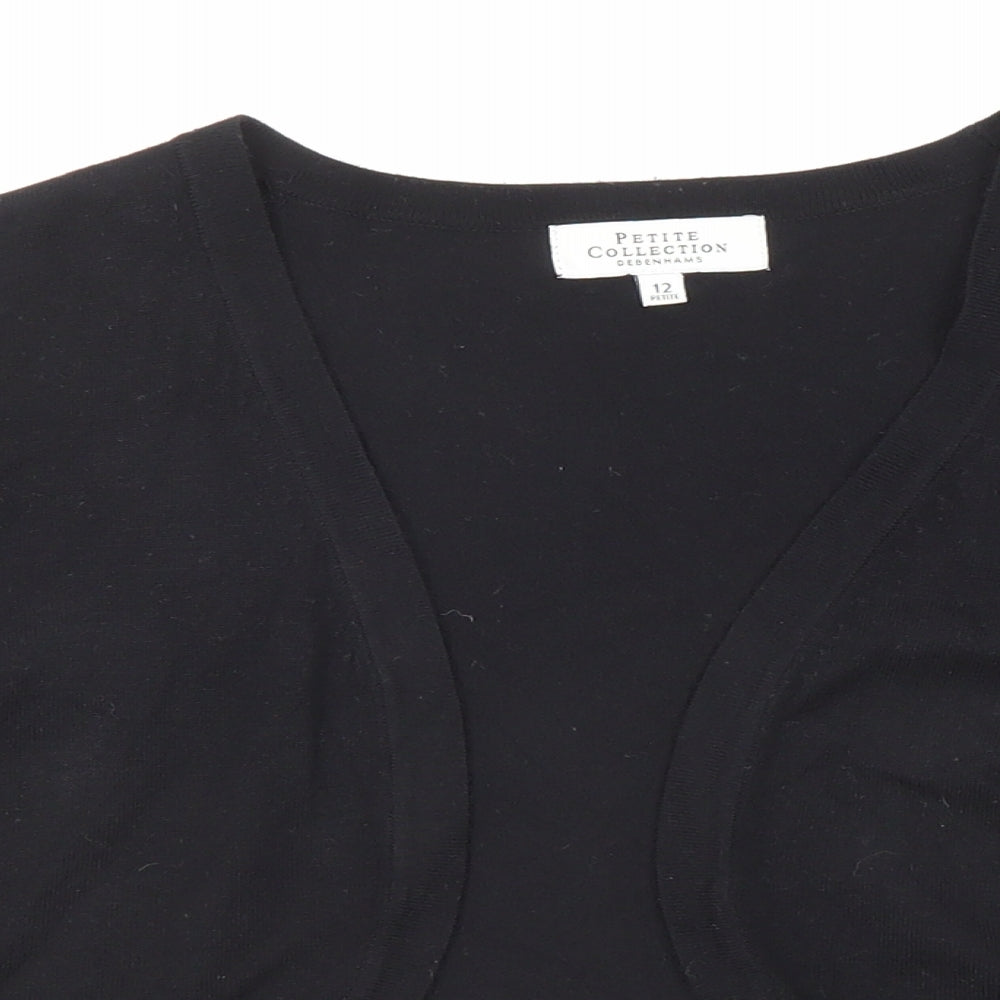 Debenhams Womens Black V-Neck Viscose Cardigan Jumper Size 12 - Open