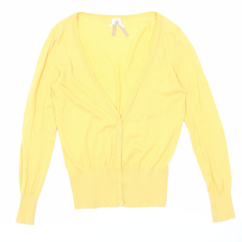 NEXT Womens Yellow V-Neck Cotton Cardigan Jumper Size 14