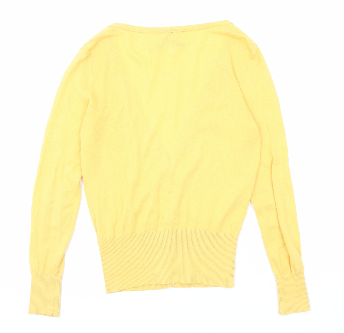 NEXT Womens Yellow V-Neck Cotton Cardigan Jumper Size 14