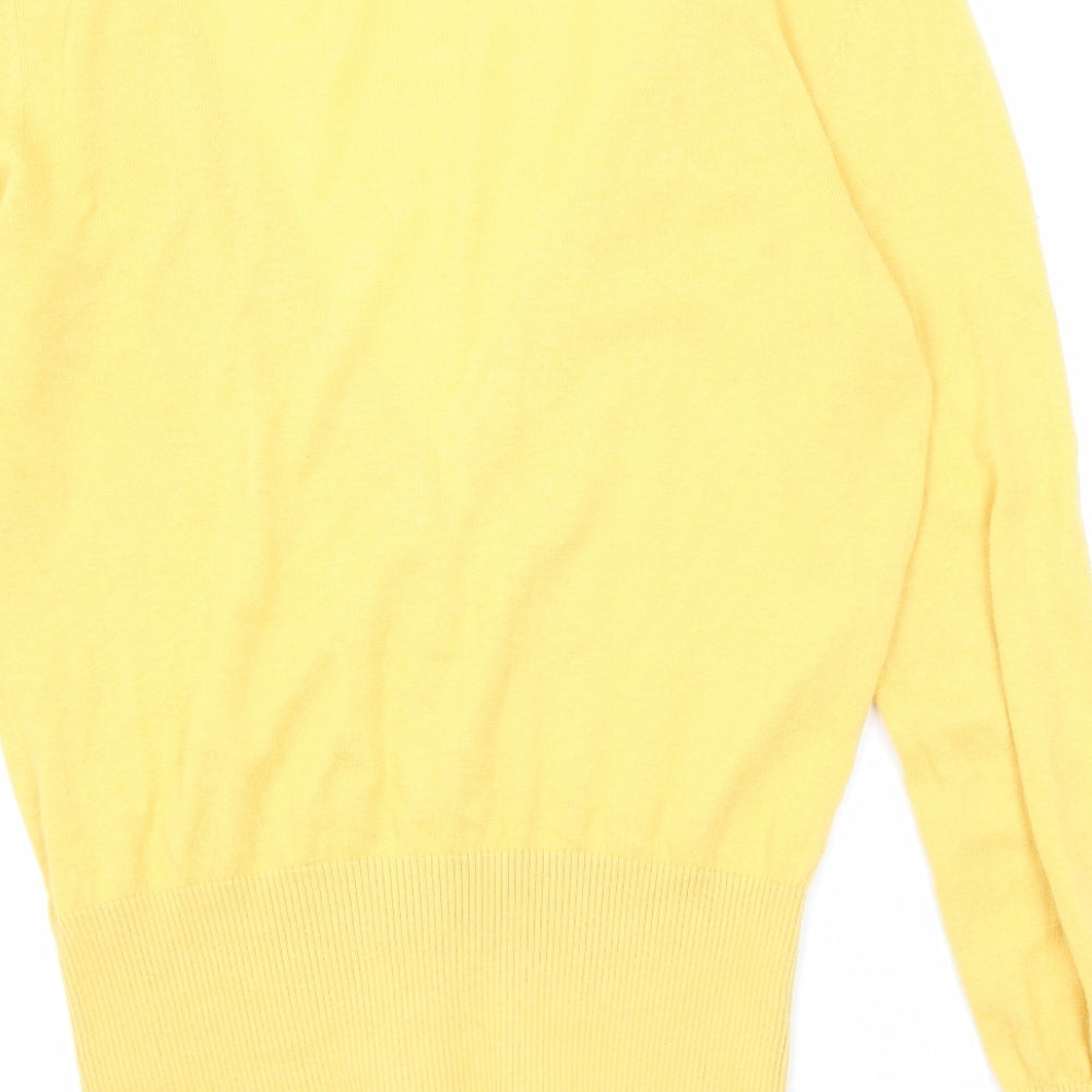 NEXT Womens Yellow V-Neck Cotton Cardigan Jumper Size 14