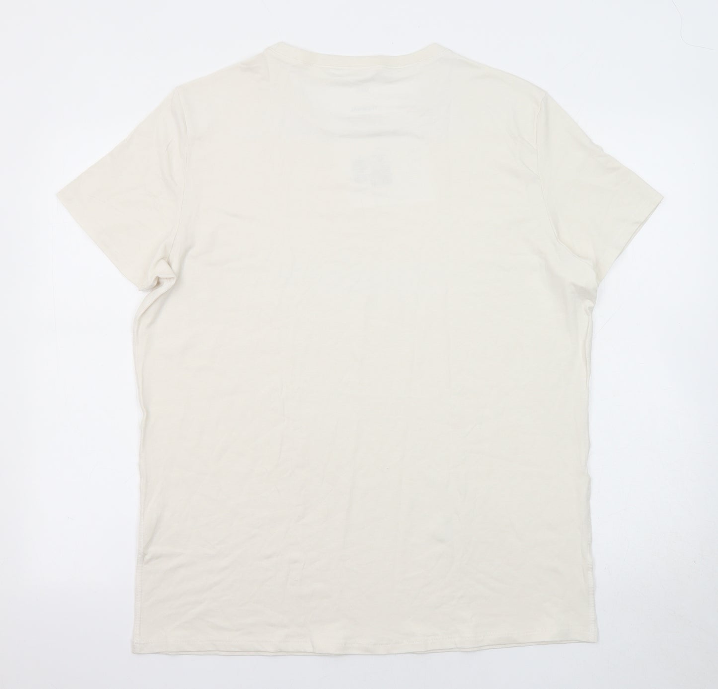 Marks and Spencer Mens Ivory Polyester T-Shirt Size XL Crew Neck - Thermal