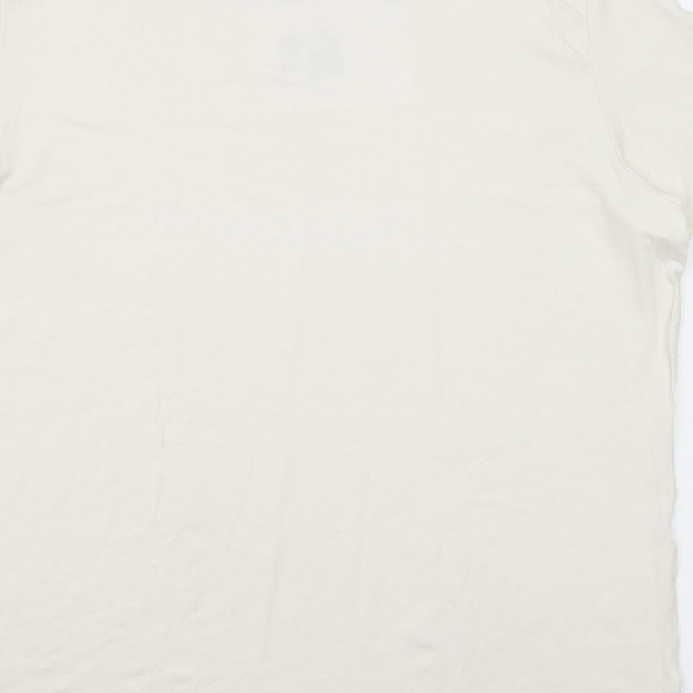 Marks and Spencer Mens Ivory Polyester T-Shirt Size XL Crew Neck - Thermal