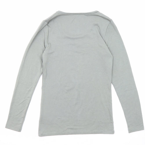 Marks and Spencer Womens Grey Acrylic Basic T-Shirt Size 14 Round Neck - Thermal