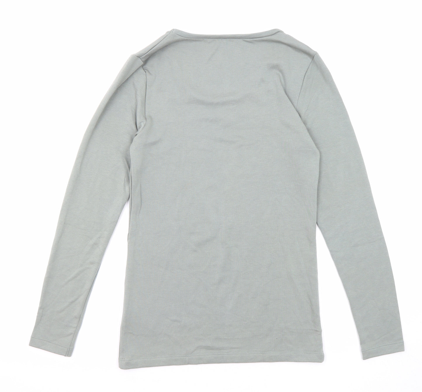 Marks and Spencer Womens Grey Acrylic Basic T-Shirt Size 14 Round Neck - Thermal