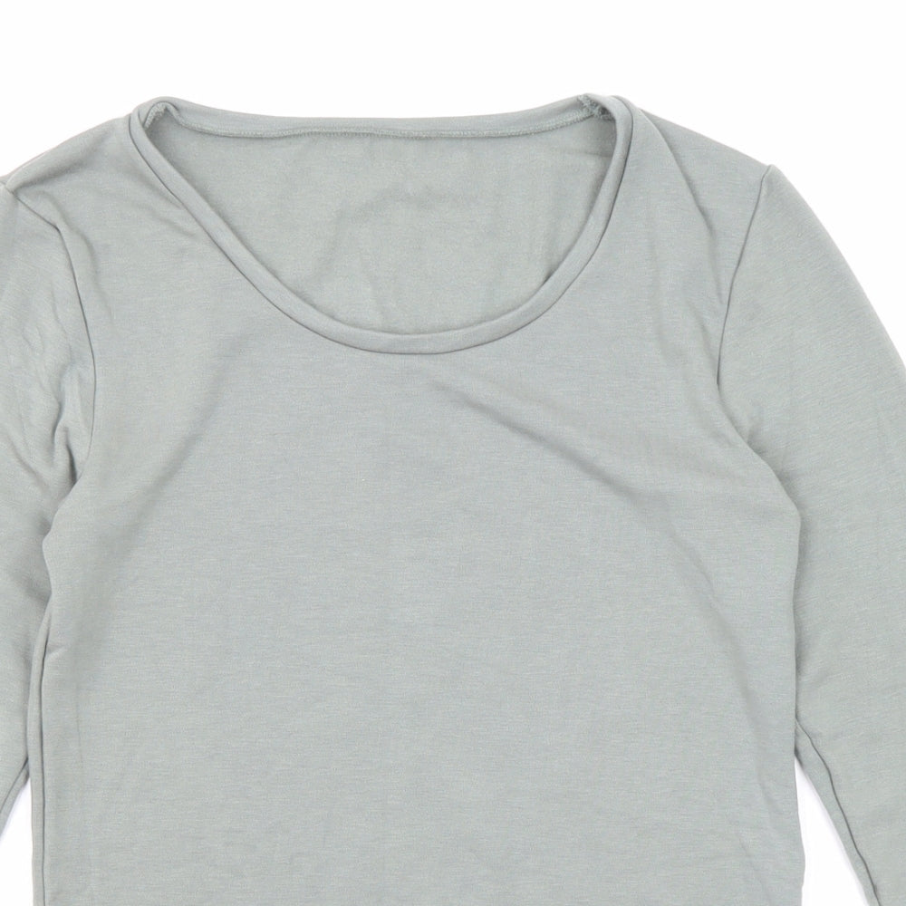 Marks and Spencer Womens Grey Acrylic Basic T-Shirt Size 14 Round Neck - Thermal