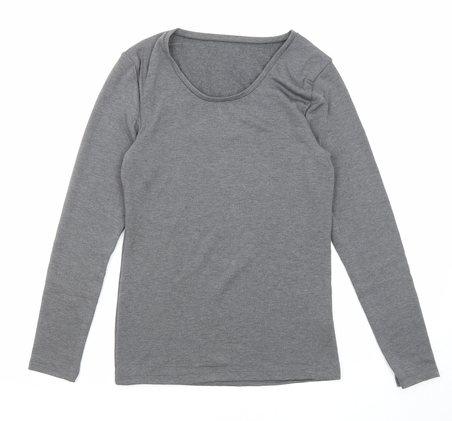 Marks and Spencer Womens Grey Acrylic Basic T-Shirt Size 12 Scoop Neck - Thermal