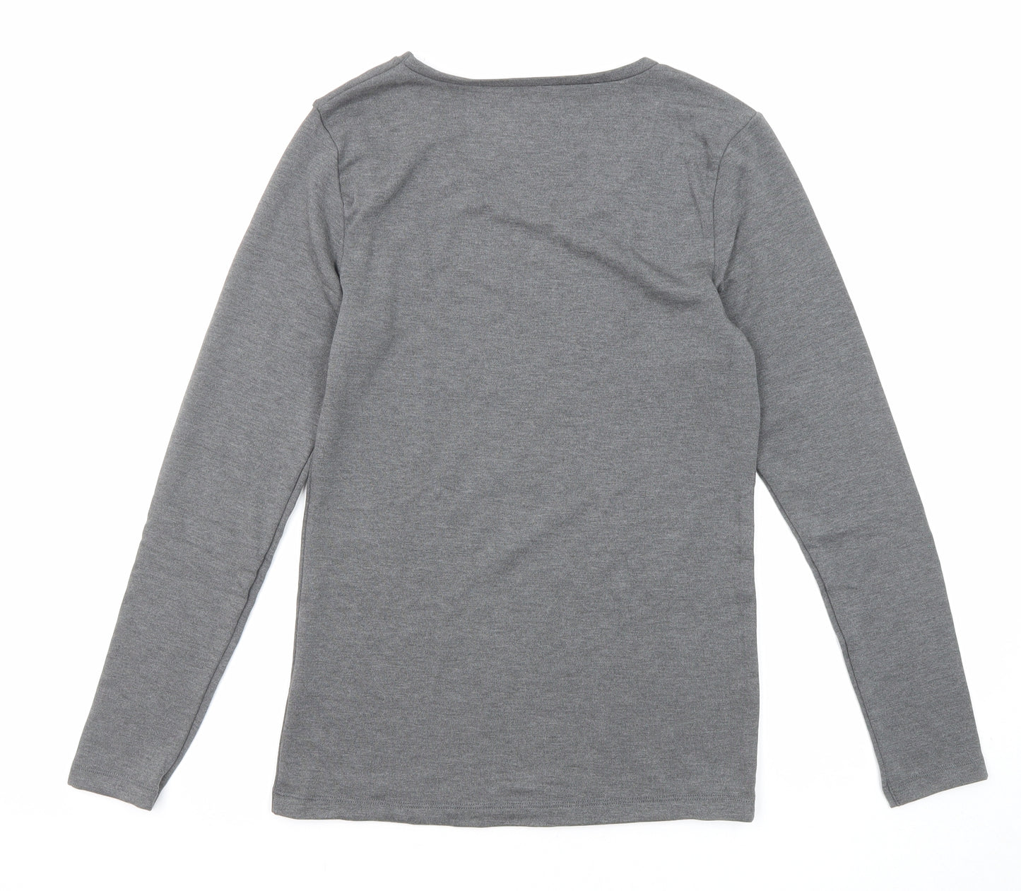 Marks and Spencer Womens Grey Acrylic Basic T-Shirt Size 12 Scoop Neck - Thermal