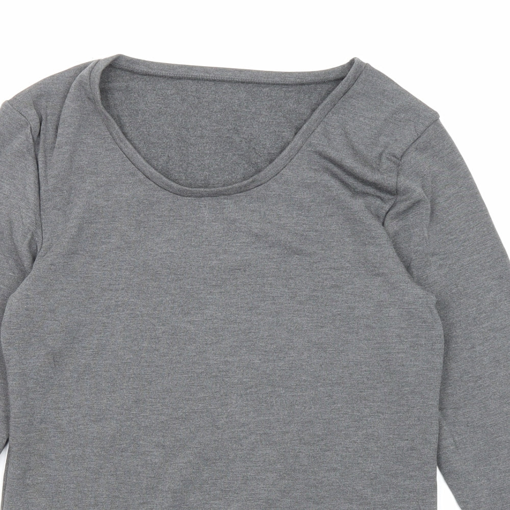Marks and Spencer Womens Grey Acrylic Basic T-Shirt Size 12 Scoop Neck - Thermal
