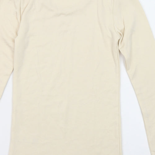 Marks and Spencer Womens Beige Acrylic Basic T-Shirt Size 8 Round Neck - Thermal