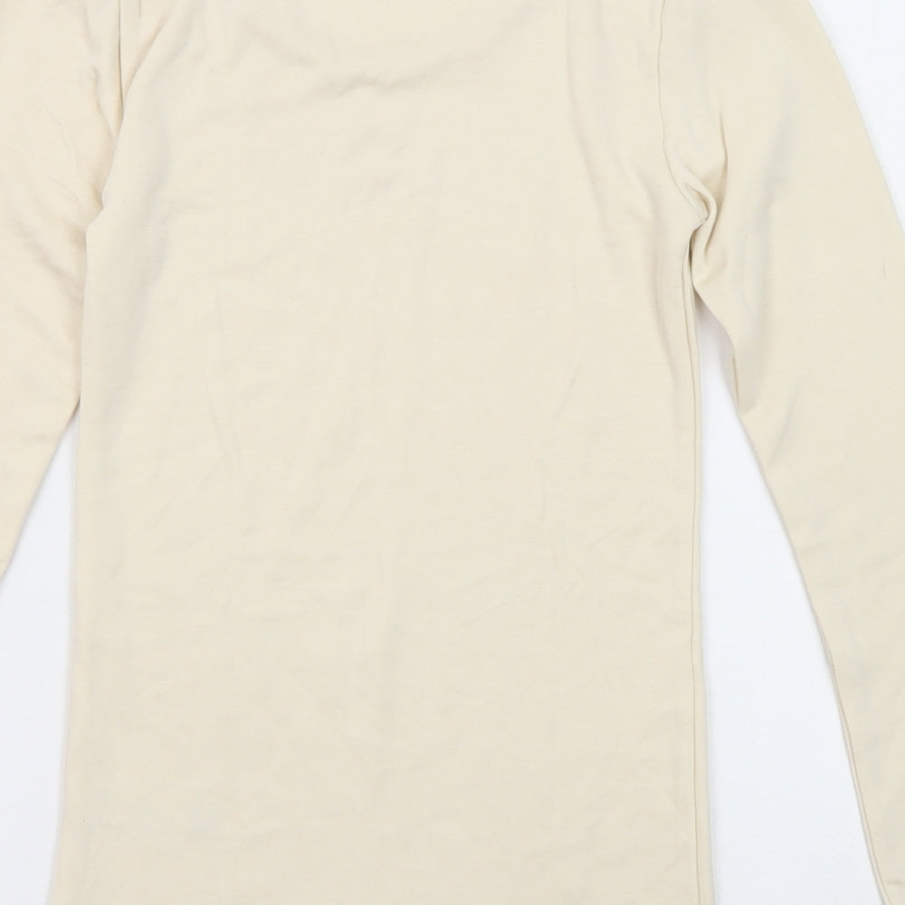 Marks and Spencer Womens Beige Acrylic Basic T-Shirt Size 8 Round Neck - Thermal