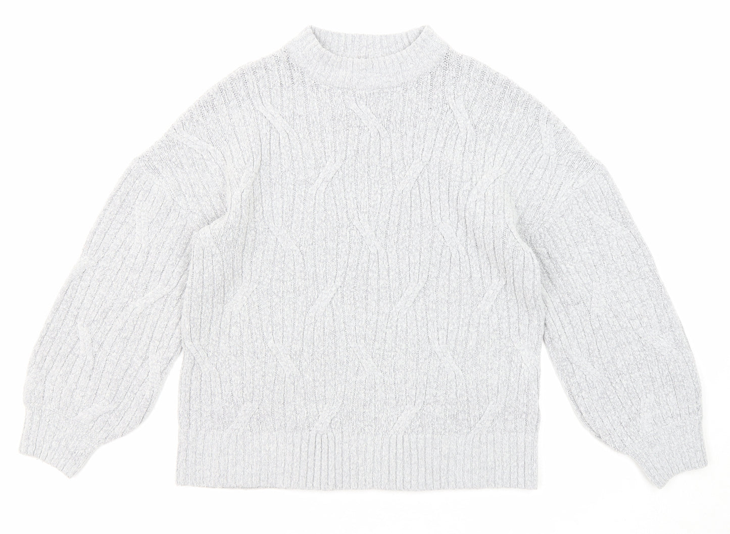 Dorothy Perkins Womens Grey Crew Neck Acrylic Pullover Jumper Size 8