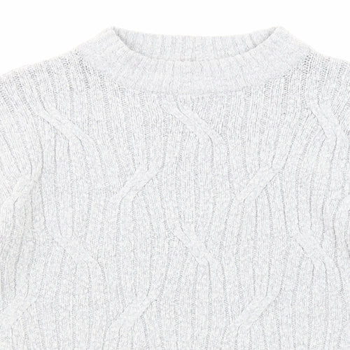 Dorothy Perkins Womens Grey Crew Neck Acrylic Pullover Jumper Size 8