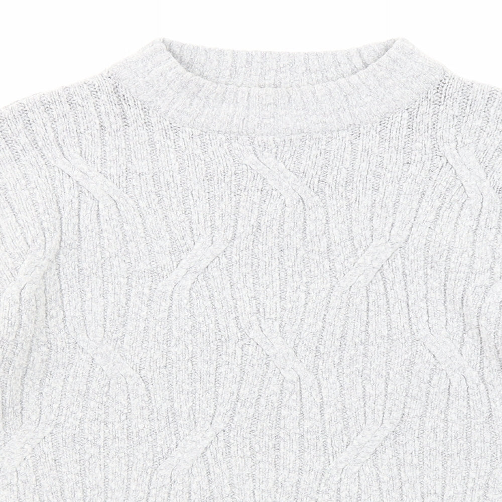 Dorothy Perkins Womens Grey Crew Neck Acrylic Pullover Jumper Size 8