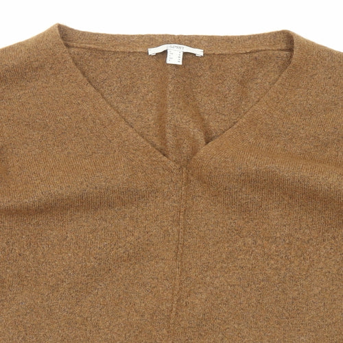Esprit Womens Brown V-Neck Acrylic Pullover Jumper Size S