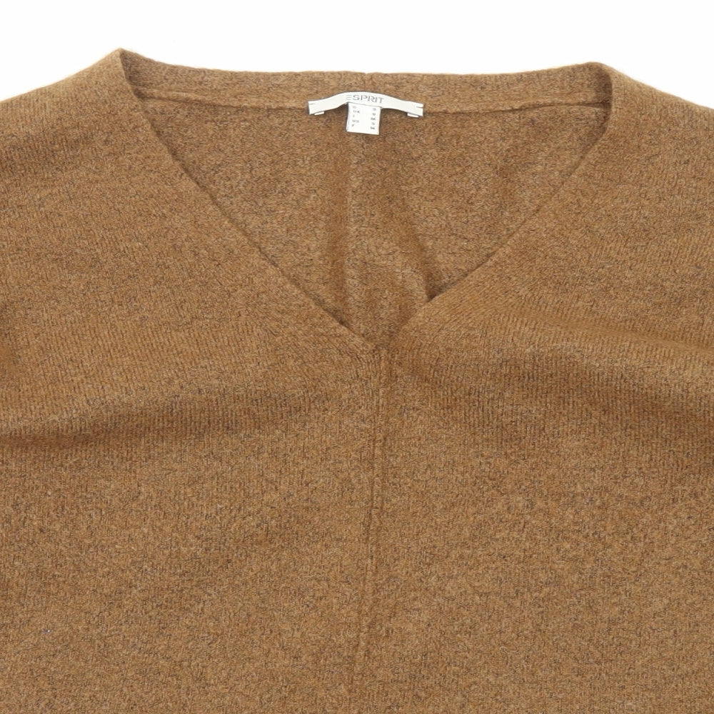 Esprit Womens Brown V-Neck Acrylic Pullover Jumper Size S