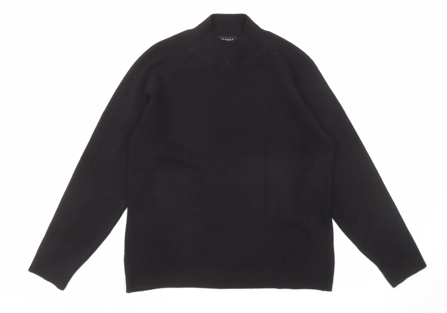 Femme Womens Black High Neck Acrylic Pullover Jumper Size L