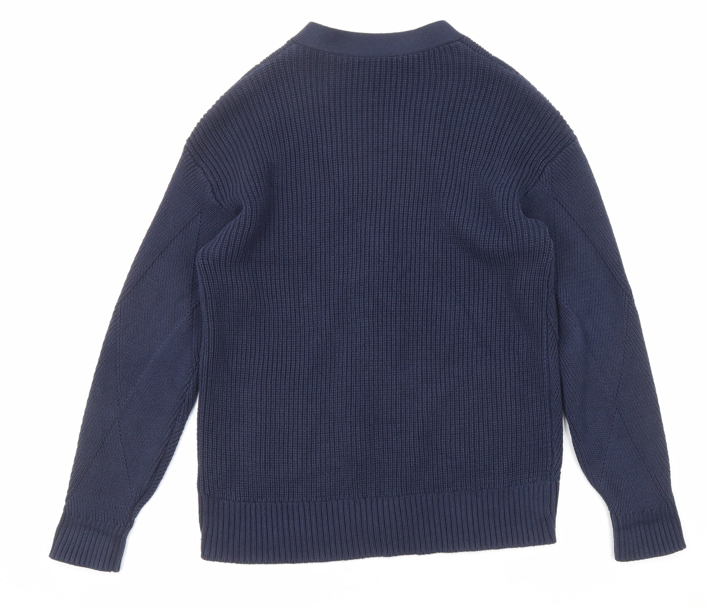 Marks and Spencer Womens Blue V-Neck Cotton Cardigan Jumper Size M - Pockets