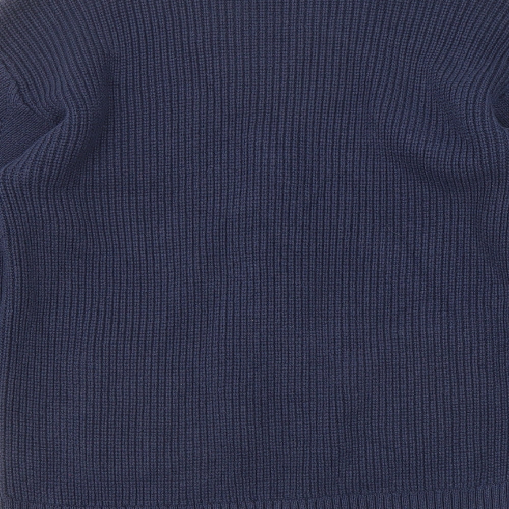 Marks and Spencer Womens Blue V-Neck Cotton Cardigan Jumper Size M - Pockets