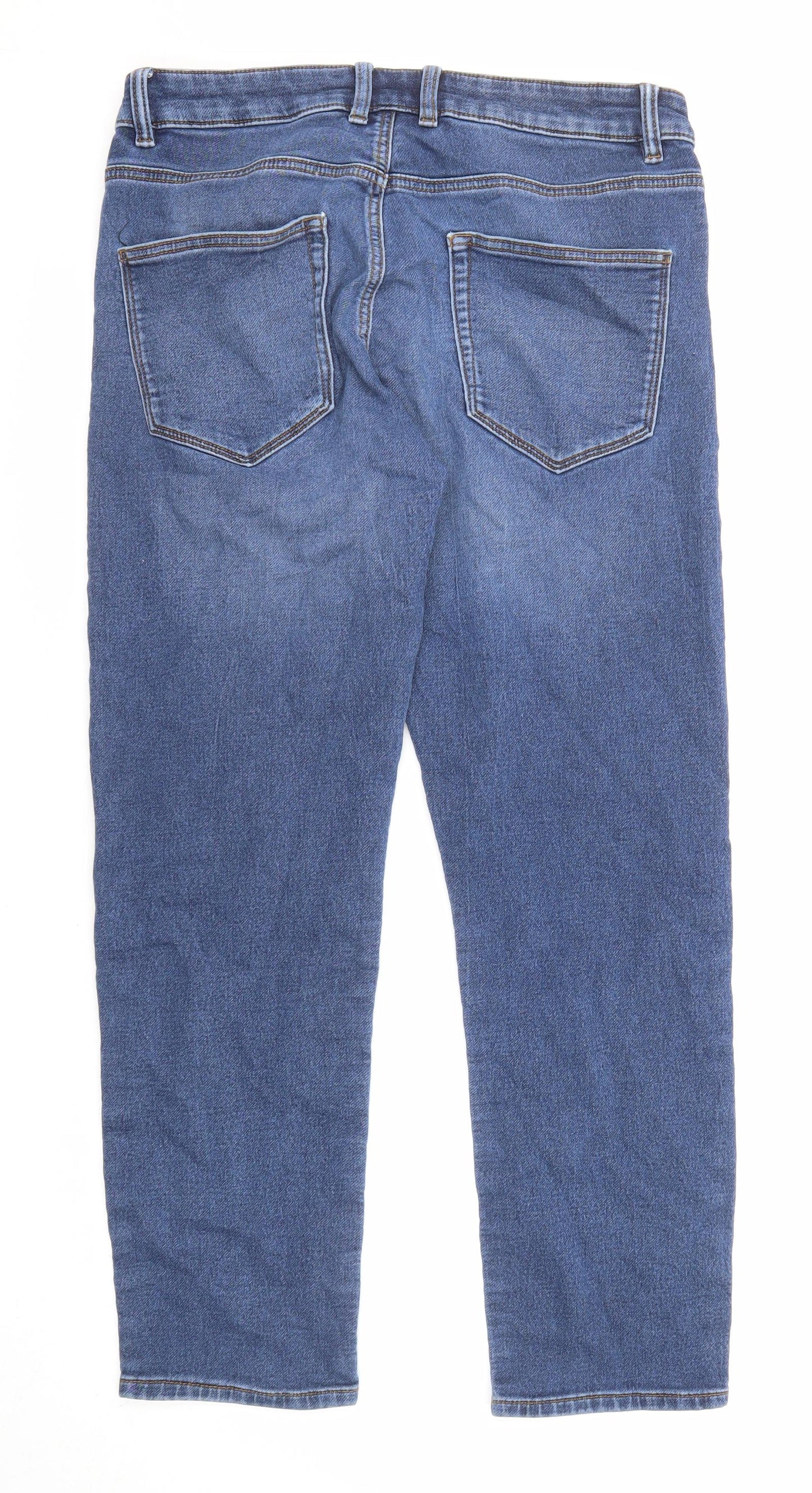 NEXT Mens Blue Cotton Straight Jeans Size 34 in L27 in Slim Zip