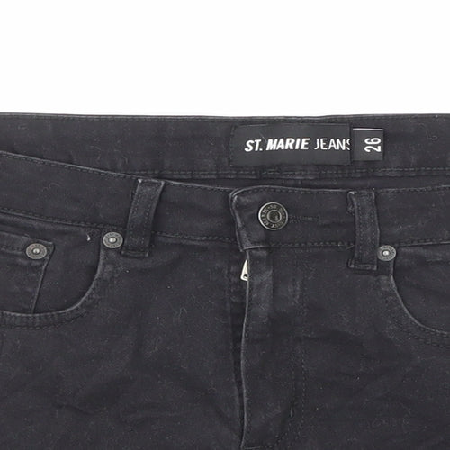 St Marie Jeans Womens Black Cotton Boyfriend Shorts Size 29 in Regular Zip - Raw Hems