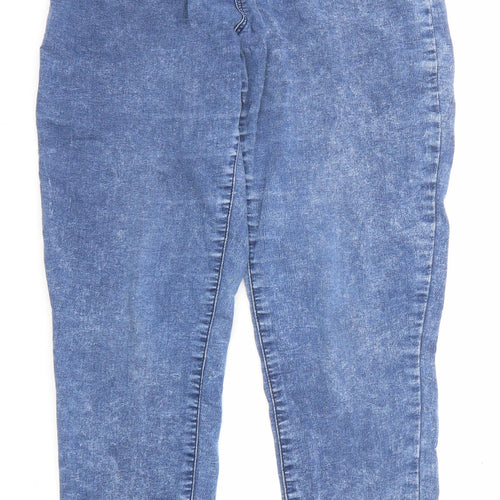 Denim & Co. Womens Blue Cotton Mom Jeans Size 10 L26 in Regular Zip - Acid Wash Effect