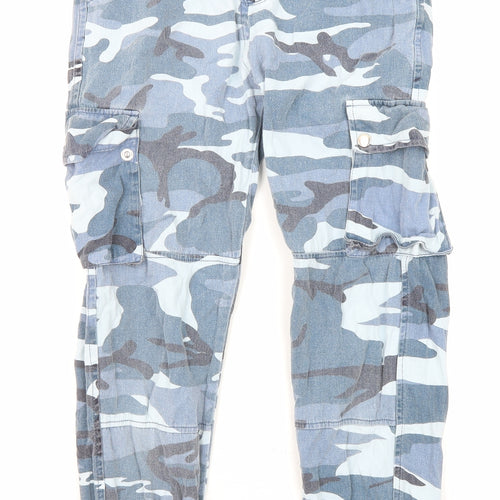 New Look Girls Blue Camouflage Cotton Tapered Jeans Size 11 Years L25 in Regular Zip - Cargo Style