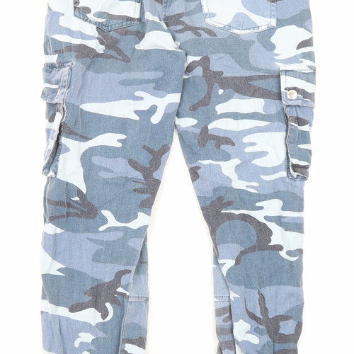New Look Girls Blue Camouflage Cotton Tapered Jeans Size 11 Years L25 in Regular Zip - Cargo Style