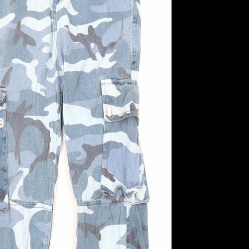 New Look Girls Blue Camouflage Cotton Tapered Jeans Size 11 Years L25 in Regular Zip - Cargo Style