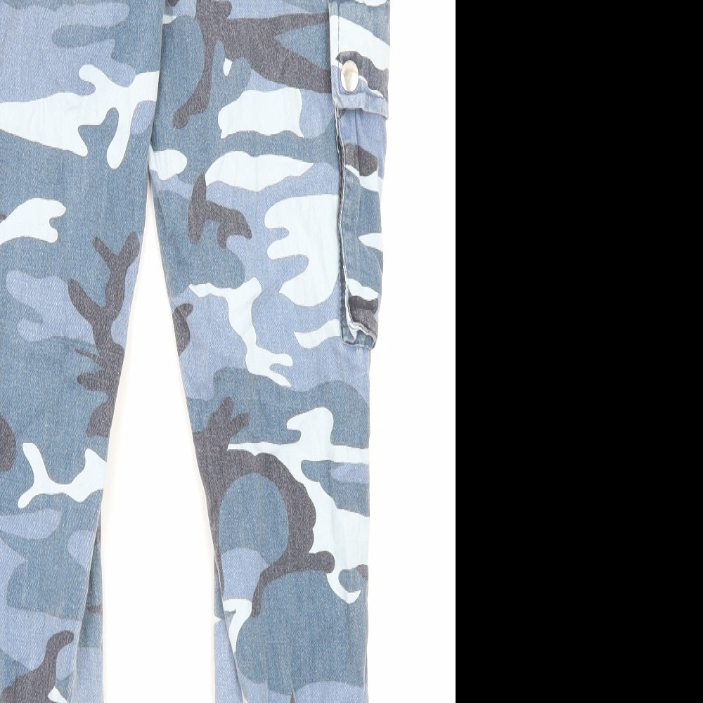 New Look Girls Blue Camouflage Cotton Tapered Jeans Size 11 Years L25 in Regular Zip - Cargo Style