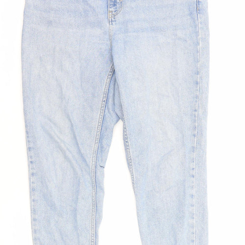 Topshop Womens Blue Cotton Straight Jeans Size 32 in L30 in Regular Zip