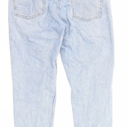 Topshop Womens Blue Cotton Straight Jeans Size 32 in L30 in Regular Zip