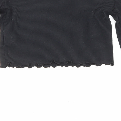 PRETTYLITTLETHING Womens Black Polyester Cropped Blouse Size 8 Off the Shoulder