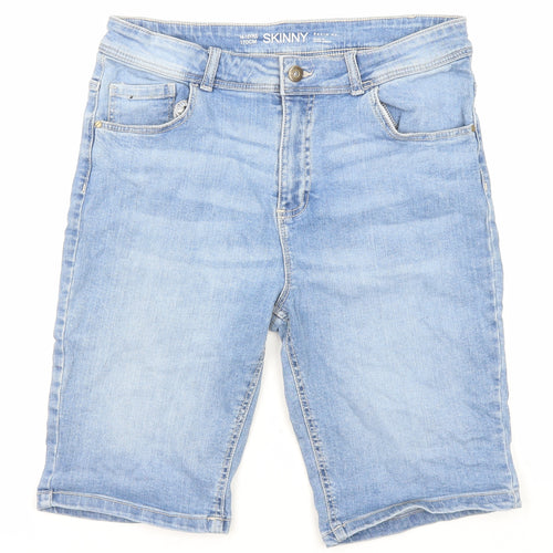 Denim & Co. Boys Blue Cotton Bermuda Shorts Size 14-15 Years L10 in Regular Zip