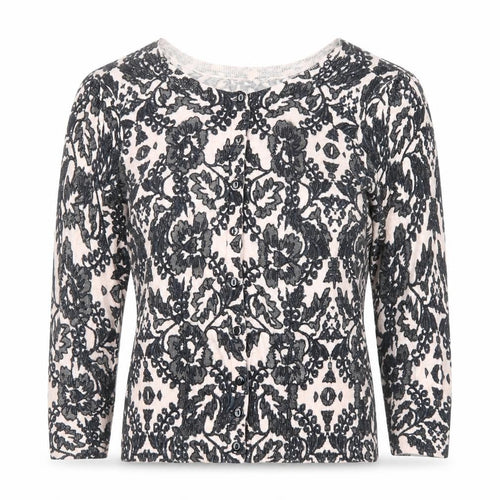 Dorothy Perkins Womens Black Round Neck Floral Cotton Cardigan Jumper Size 10