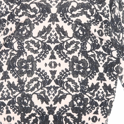 Dorothy Perkins Womens Black Round Neck Floral Cotton Cardigan Jumper Size 10