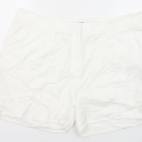 Autograph Womens White Cotton Basic Shorts Size 20 Regular Zip