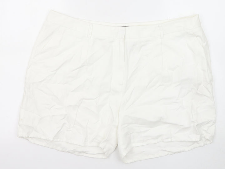 Autograph Womens White Cotton Basic Shorts Size 20 Regular Zip