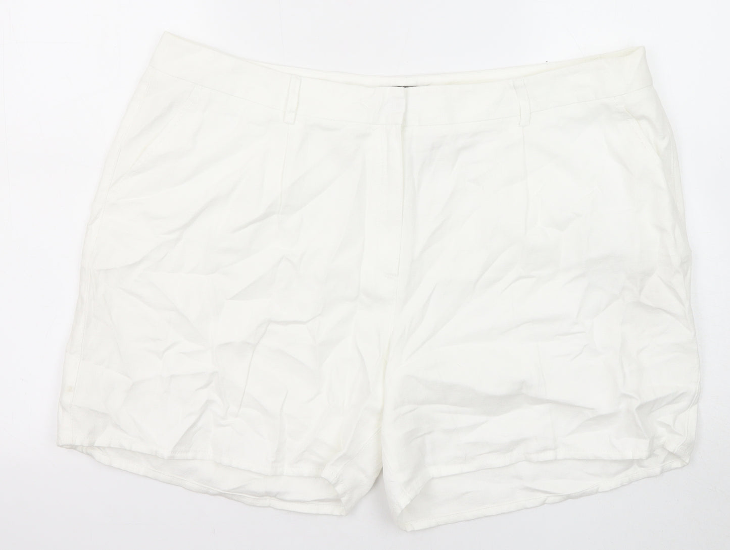Autograph Womens White Cotton Basic Shorts Size 20 Regular Zip