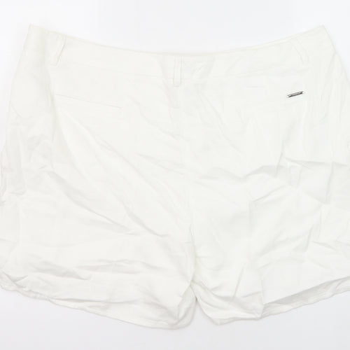Autograph Womens White Cotton Basic Shorts Size 20 Regular Zip