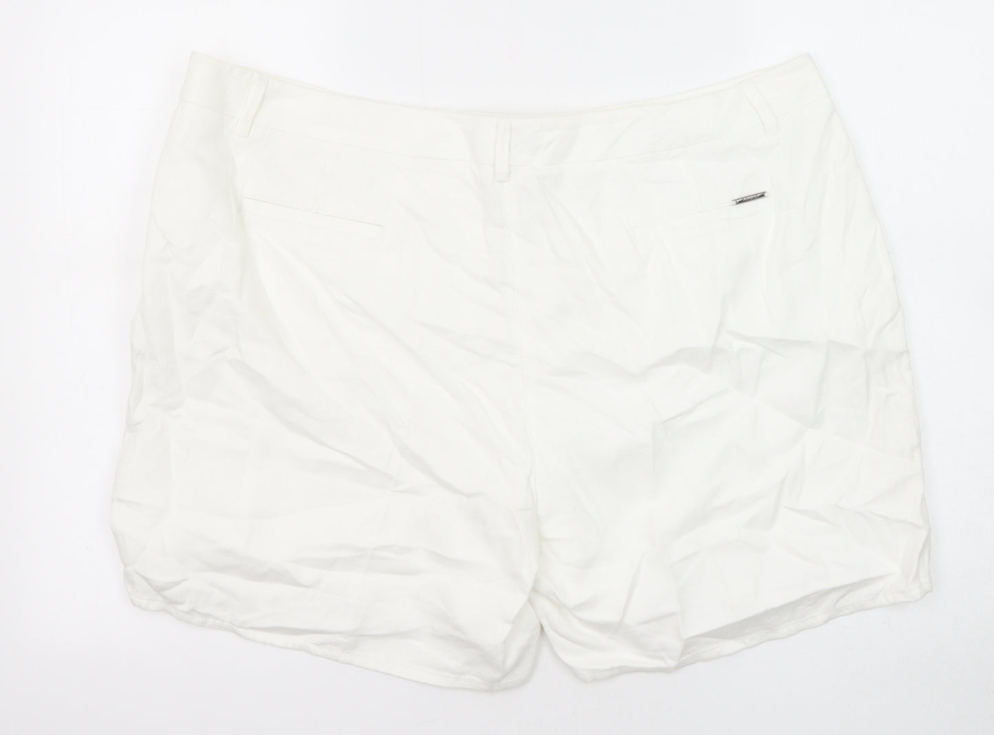 Autograph Womens White Cotton Basic Shorts Size 20 Regular Zip